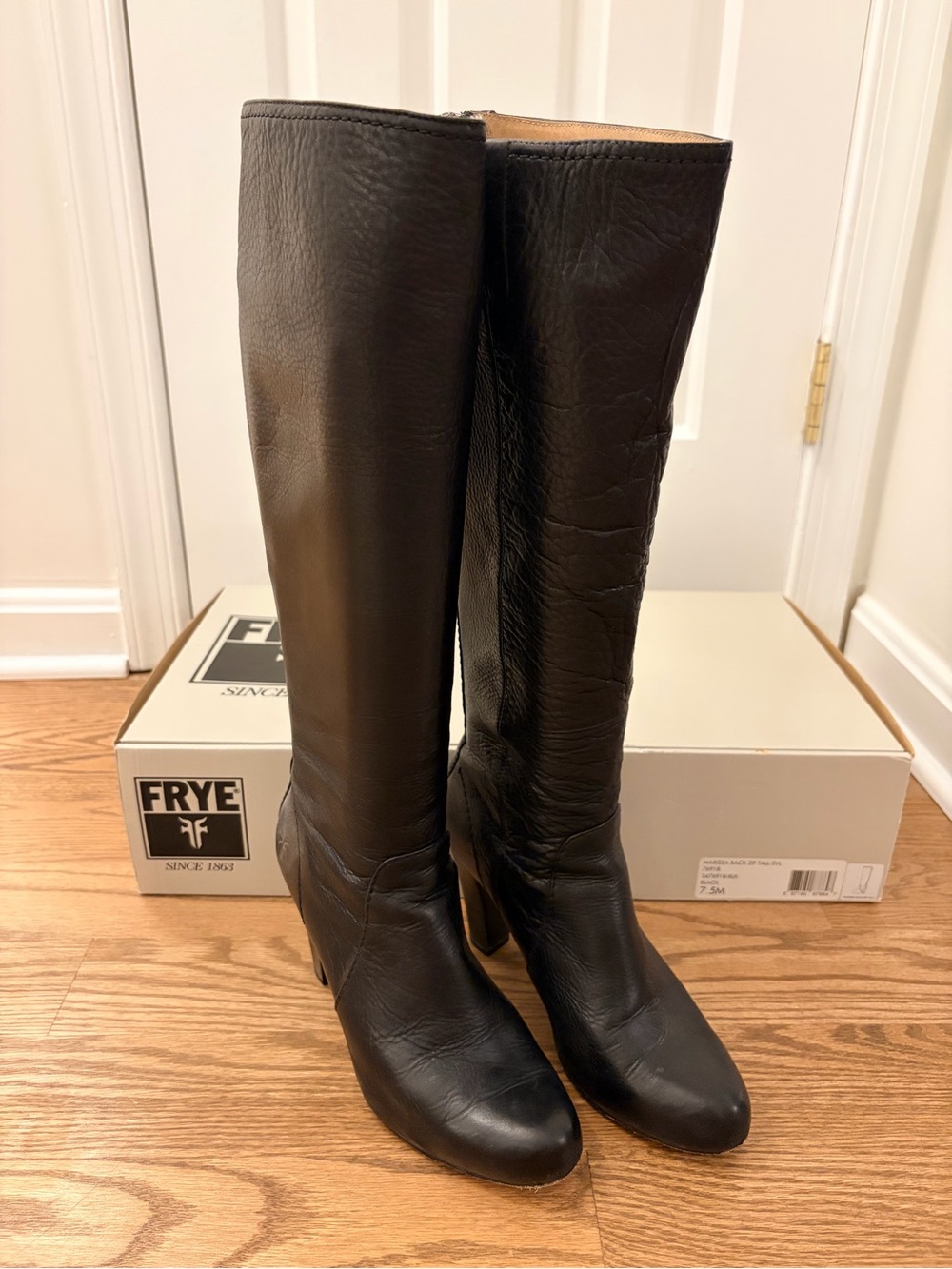 Frye Black Tall Leather Riding Boots